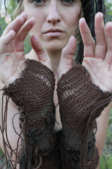 Fingerless glove with Buffalo Fur Yarns