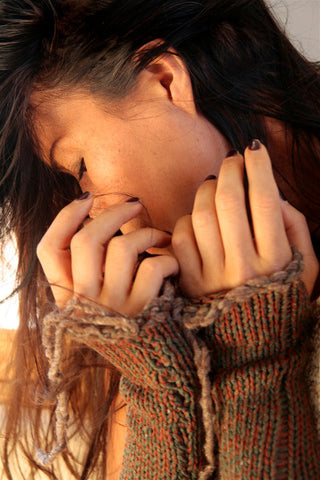 Fingerless Gloves in Natural Adobe Color