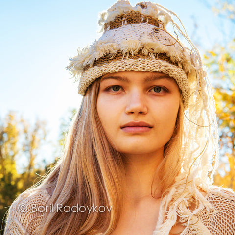 Remnant Hat in Natural/White